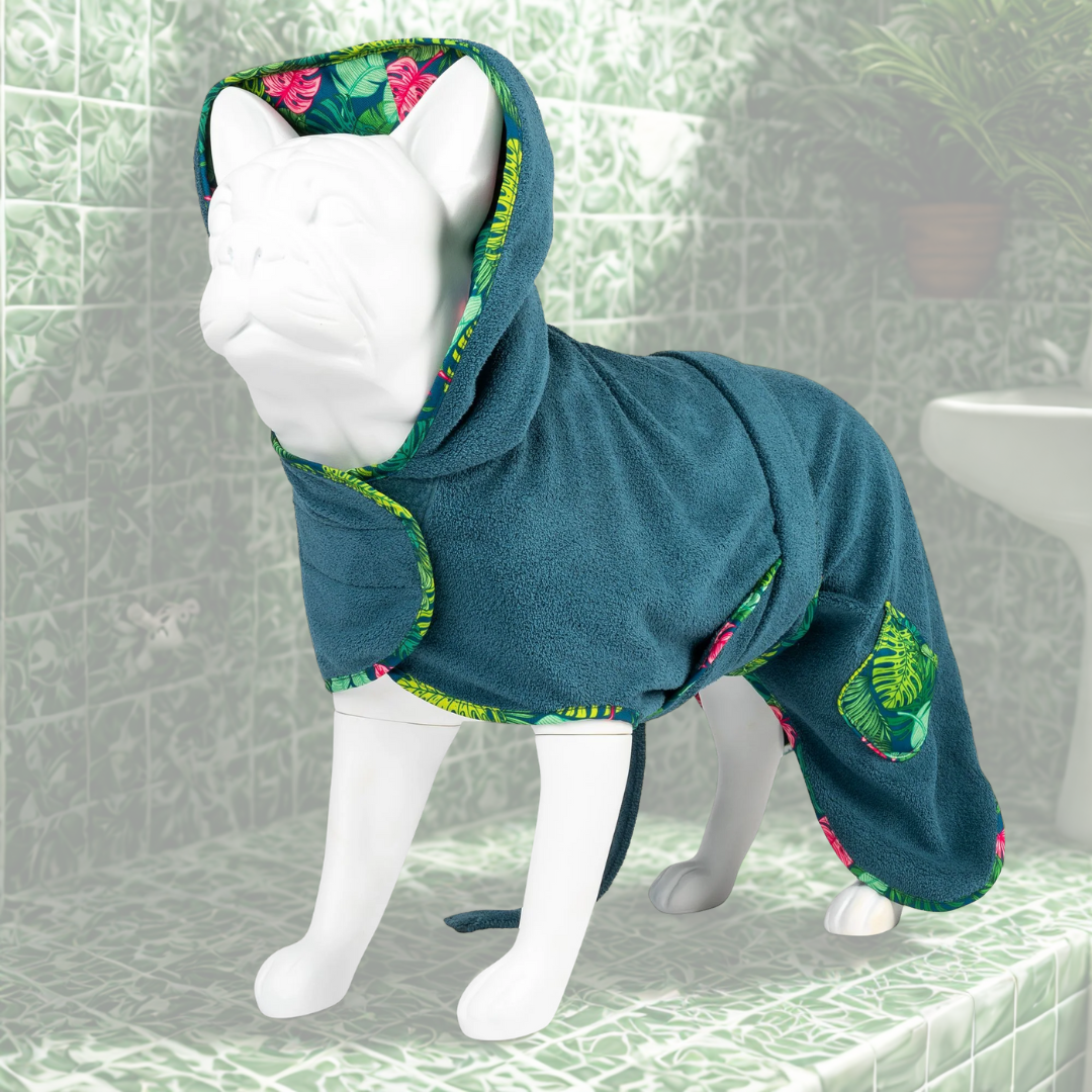 Peignoir pour chien Max et Molly I Jungle vert