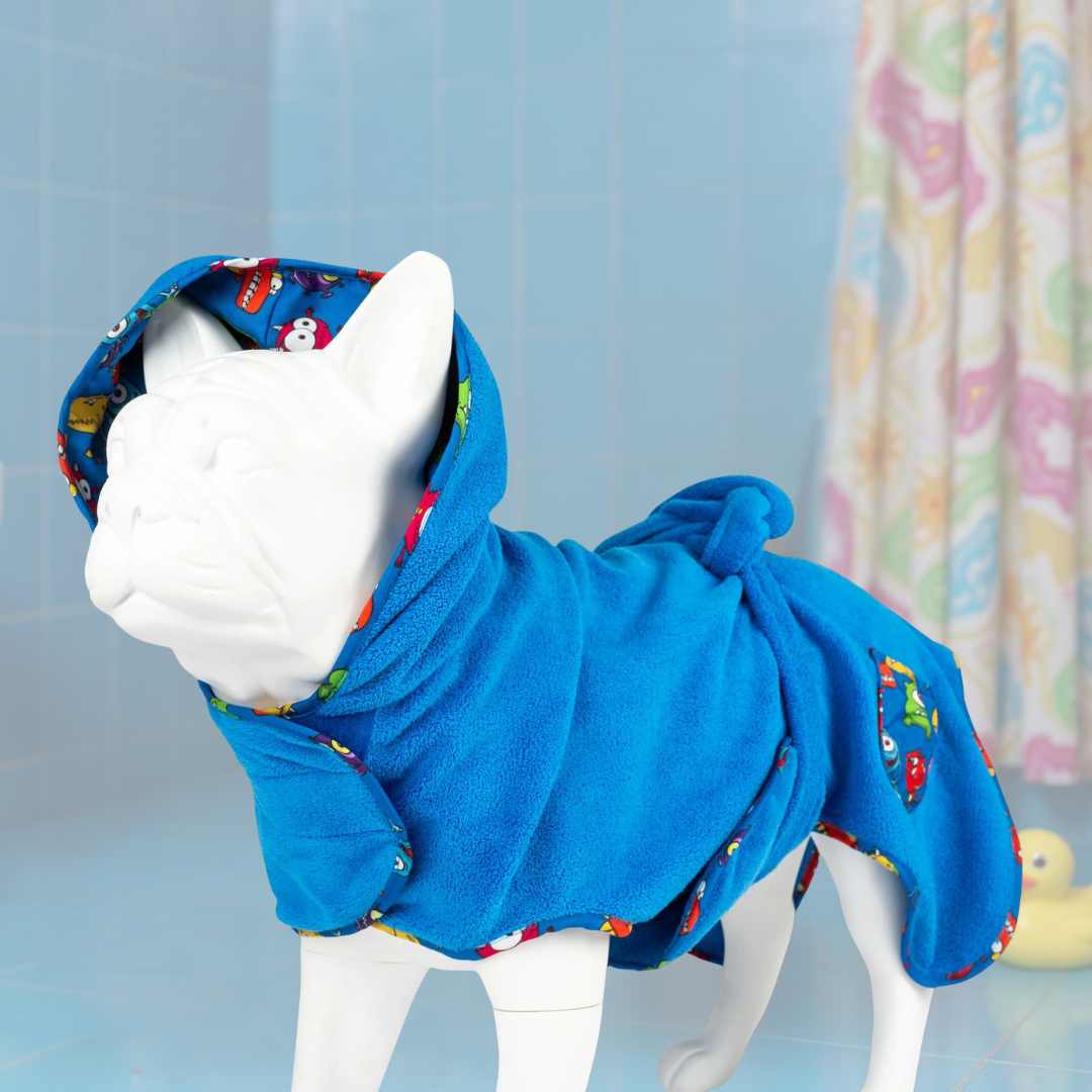 Peignoir pour chien Max et Molly I Little Monsters Bleu