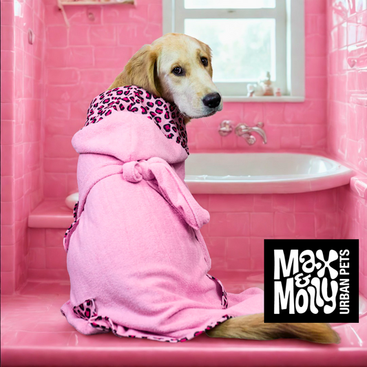 Peignoir pour chien Max et Molly I Rose Léopard